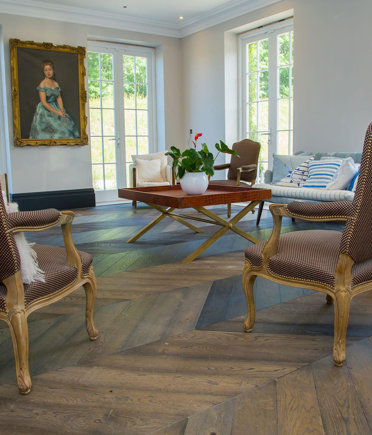 Stylish home office in London with modern engineered oak flooring