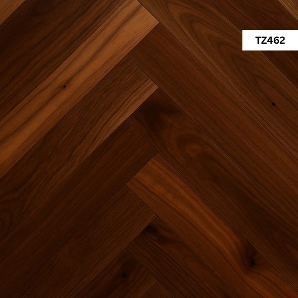 Rustic oak engineered flooring herringbone with natural imperfections