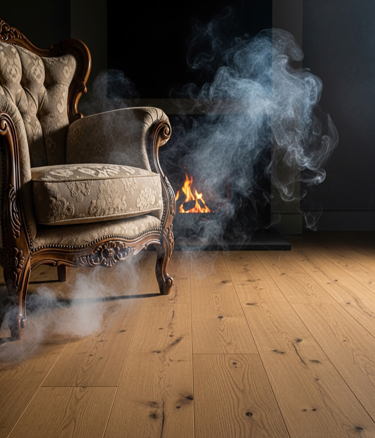 Warm-toned wood flooring design in London home