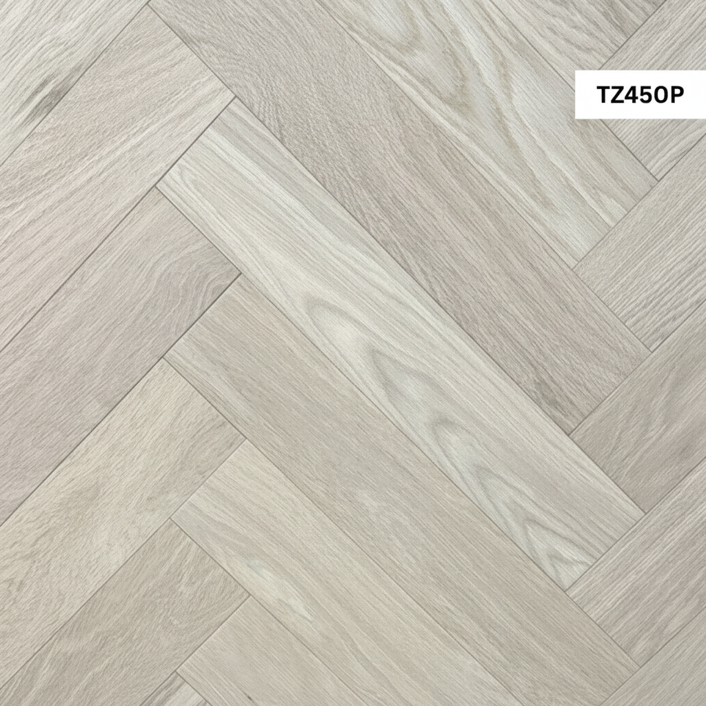 Herringbone wood flooring installed in a modern London home