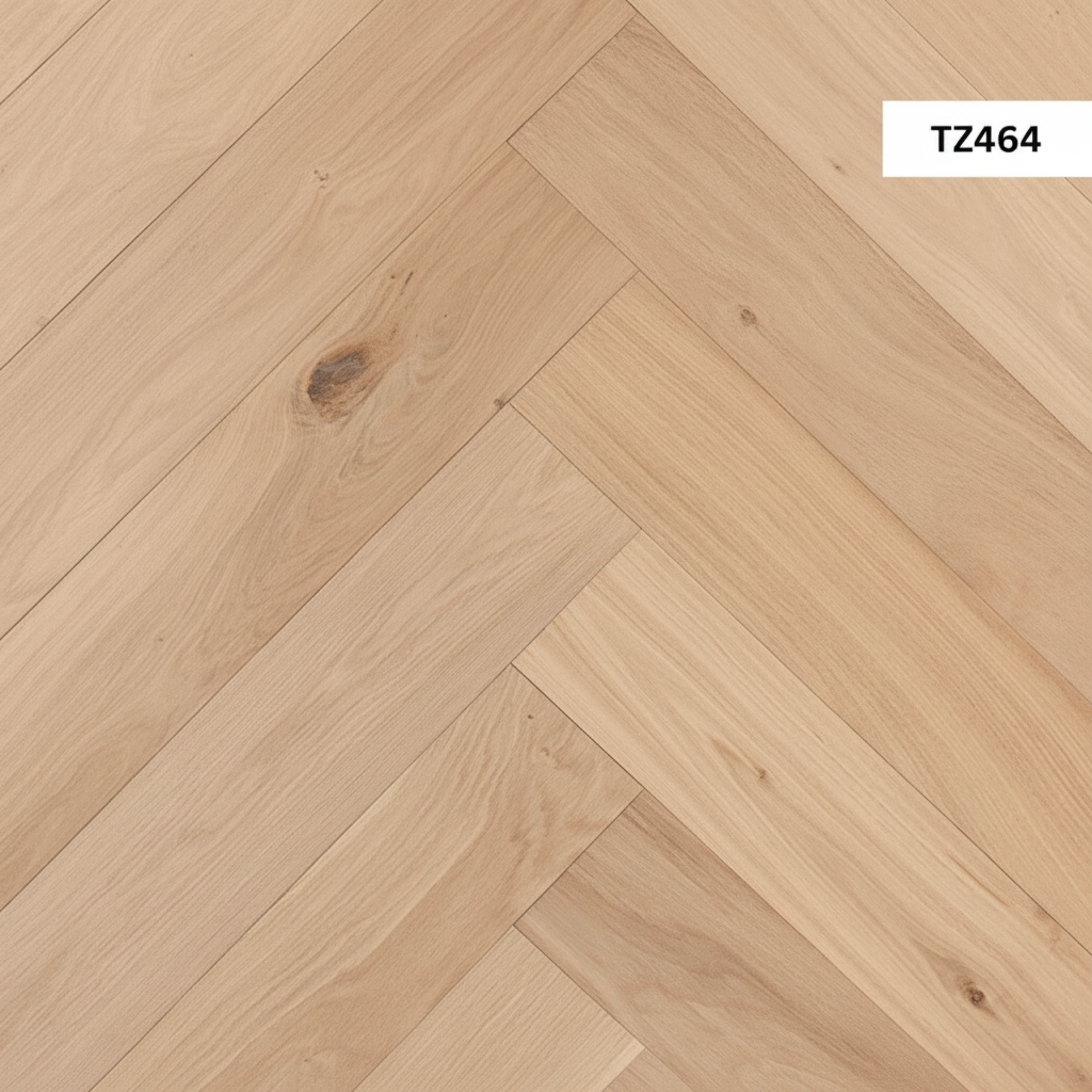 Brushed oak herringbone flooring with natural character