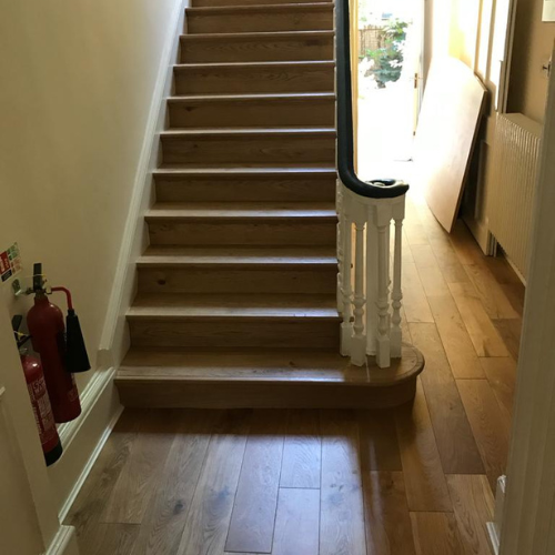 Scandinavian-inspired light oak wood flooring design