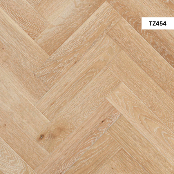 TZ454 Smoked White Brushed UV Oiled Herringbone Oak